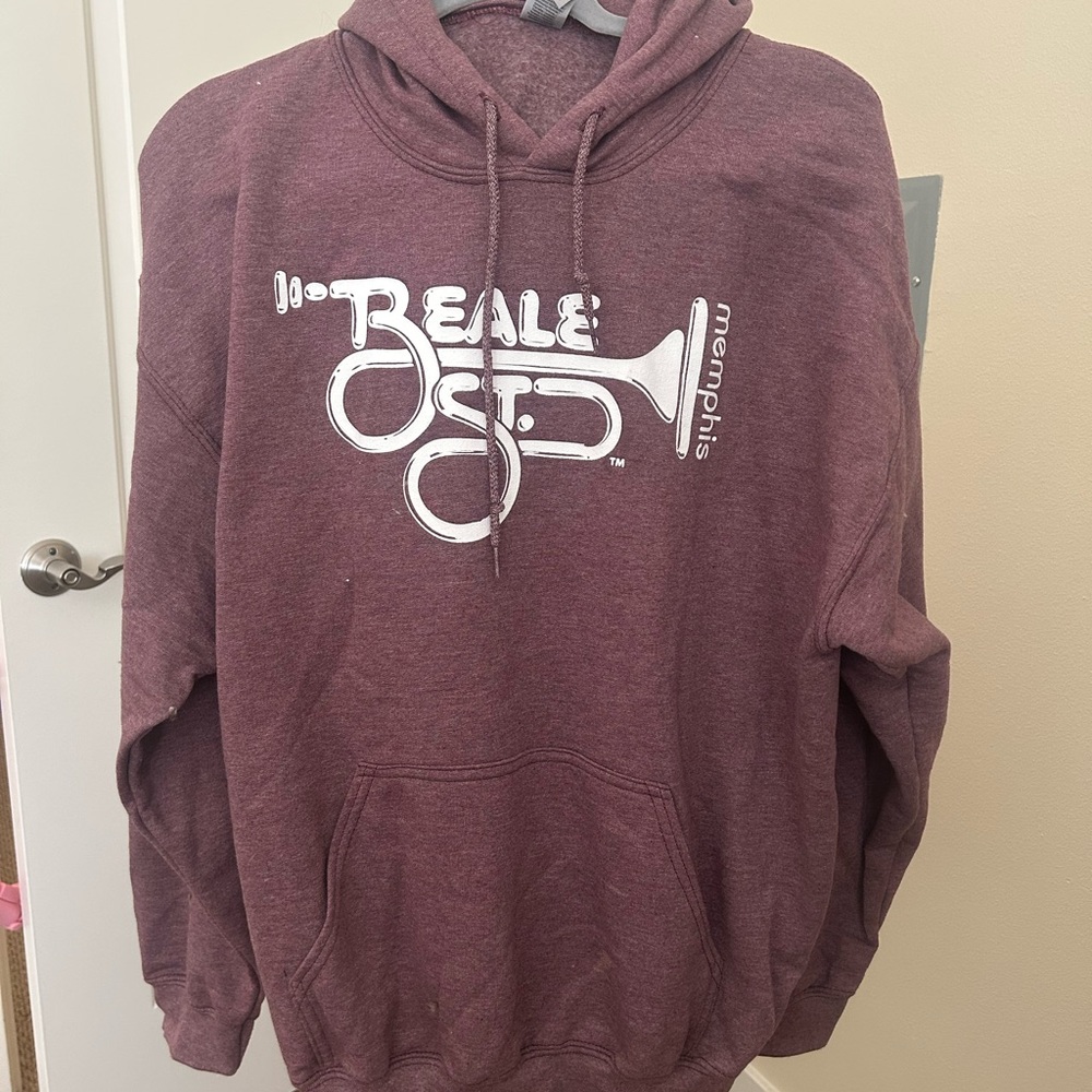 Gildan Burgundy Hoodie with White Graphic